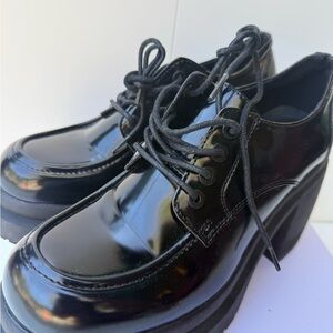 Madden Girl Shiny Black Platform Lace-Up Shoes